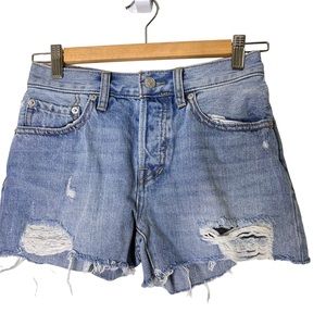 Free People We The Free Distressed Denim Mini Shorts 24